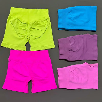 No Logo 2 Pies Sports Set Women Backless Tank Yoga Tops High Waist Scrunch Seamless Shorts Sport Gym Set Sportswear Workout Set