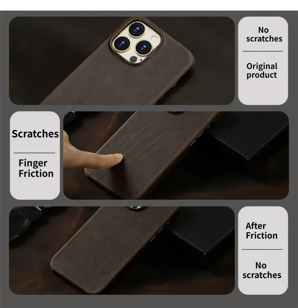 Magsafe Case for iPhone 15 16 17 Pro Max Air Retro Luxury Full Grain Cowhide Genuine Oiled PULL-UP Leather Magnetic Cover