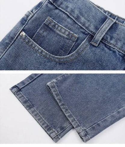 2026 New Korean Men's Casual Long Jeans Classic Man Straight Denim Wide-leg Pants Solid Color Light Blue Black 3XL Cargo Jean