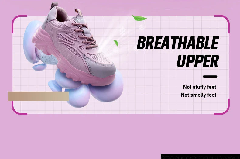 Lace-up Safety Work Shoes For Women Steel Head Boots Female Indestructible Construction Non Slip Platform Work Shoes