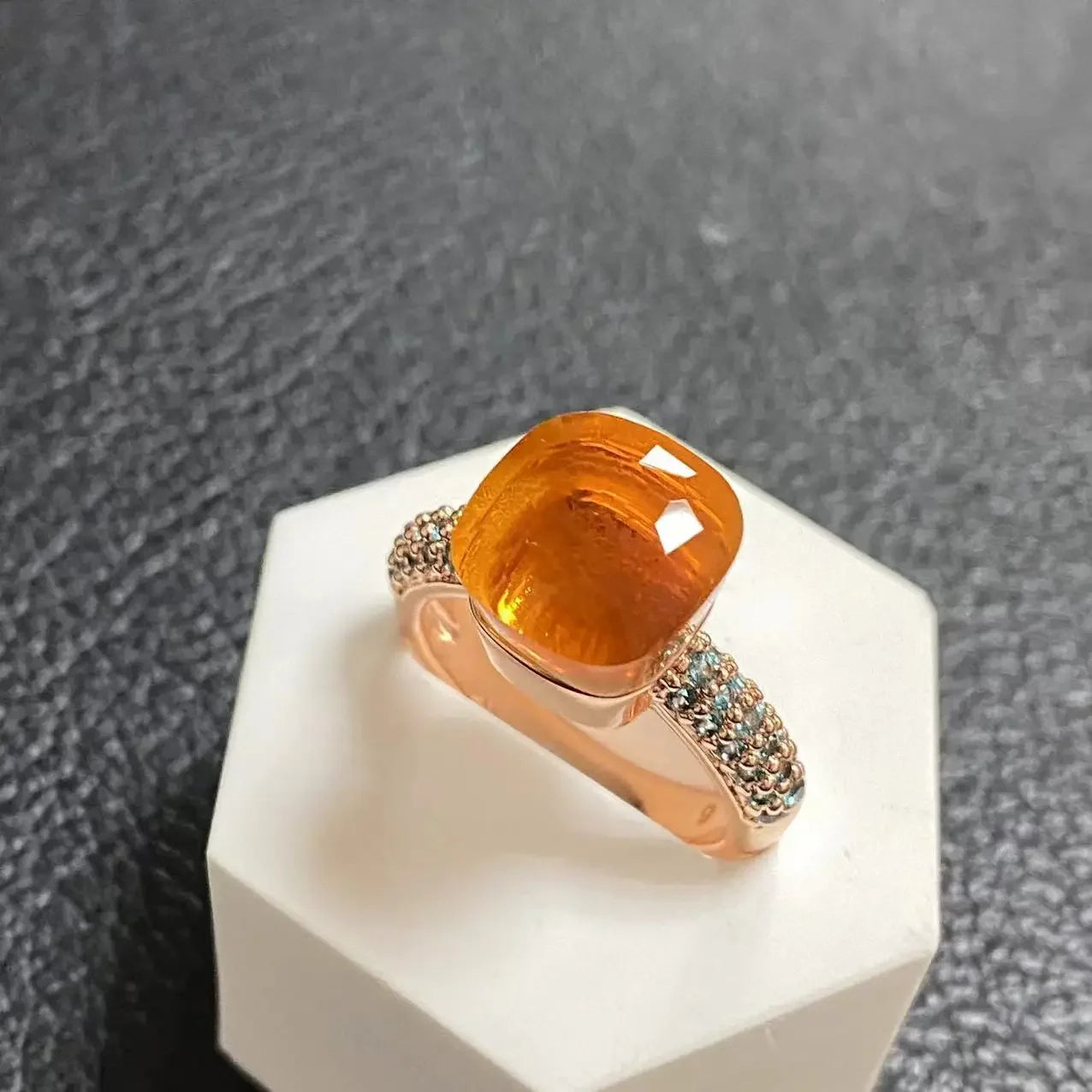 10.6mm Topaz Ring For Women Inlay Light Blue Zircon Candy Water Drop Crystal Ring Rose Gold Plated Jewelry Gift