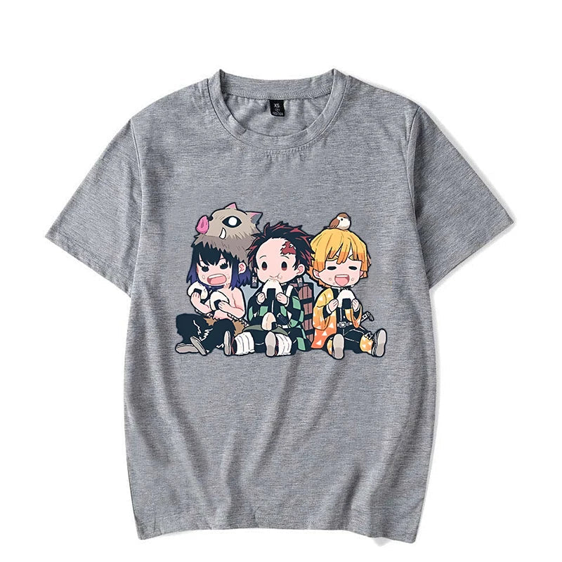 Funny Anime Hashibira Inosuke Kamado Tanjirou Agatsuma Zenitsu Cartoon Print T-shirt Summer Cool T Shirt Women Men Short Sleeve