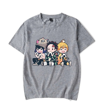 Funny Anime Hashibira Inosuke Kamado Tanjirou Agatsuma Zenitsu Cartoon Print T-shirt Summer Cool T Shirt Women Men Short Sleeve