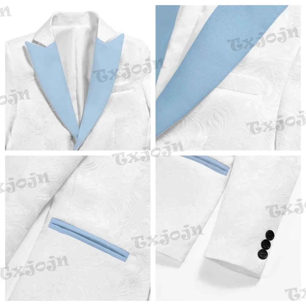 Sky Blue Child 4 Pieces Suits Handsome Children's Ring Bearer Wedding Set Comfortable Formal Slim Fit Suit For Award Ceremony