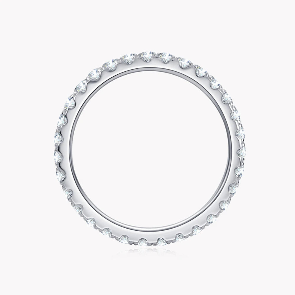 2mm D Color Moissanite Ring 925 Sterling Sliver Solid 18k White Gold Eternity Band Wedding Engagement Rings For Women