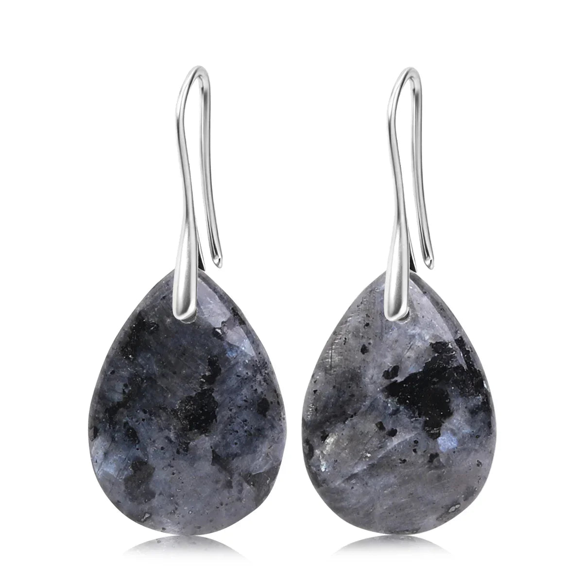 Natural Stone Pendant Women's Teardrop Earrings Elegant Gem Jewelry Creative Gift Black Obsidian Amethyst Rose Quartz Earrings