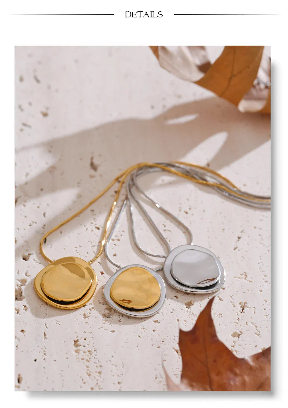 Double Round Pendant Fashion Necklace Water Resistant Metal Stainless Steel Daily Waterproof Jewelry Recommend