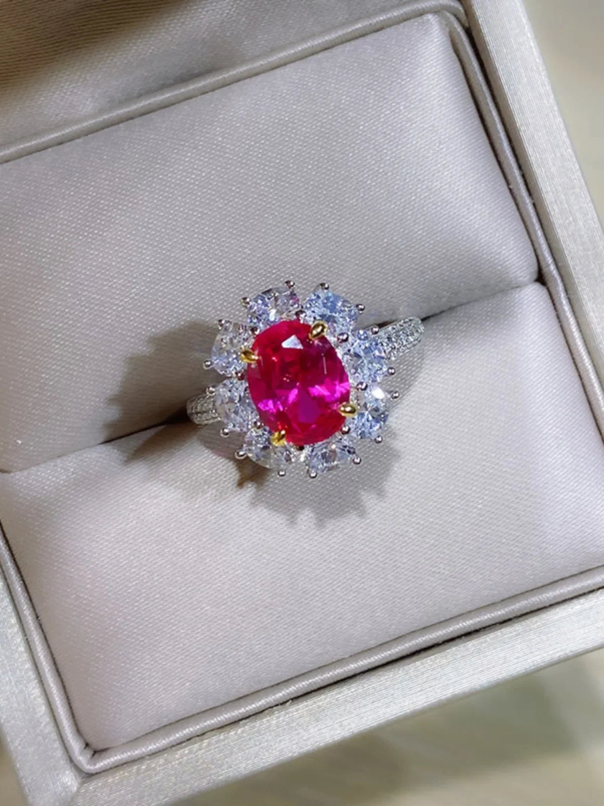 High Definition 3-carat Genuine Pigeon Blood Ruby Ring Women's Jewelry Set 925 Pure Silver Gold Plated Versatile for Daily Use