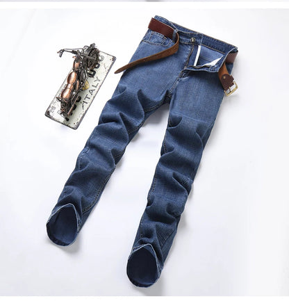 2026 Brand New Men  Straight Blue Gray Jeans Business Fashion Classic Style Cotton Stretch Denim Pants Male Brand Trousers