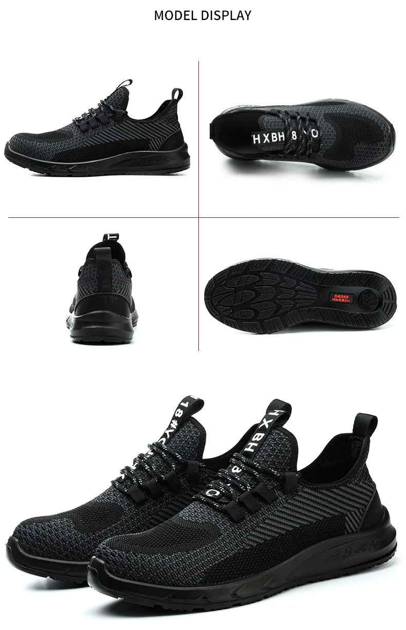 Anti-smash Men Steel Toe Work Shoes Lightweight Breathable Work Sneaker Indestructible Protective Boots Non Slip Work Shoes