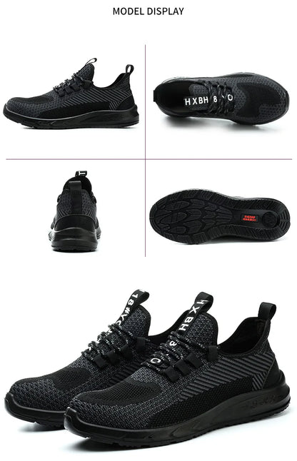 Anti-smash Men Steel Toe Work Shoes Lightweight Breathable Work Sneaker Indestructible Protective Boots Non Slip Work Shoes