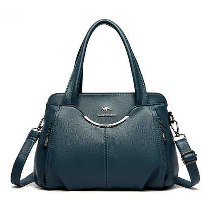 2024 New Multi Pocket Women's Handbag High Quality Soft Leather Female Shoulder Bag Luxury Designer Girl Tote Bolsas Sac A Main