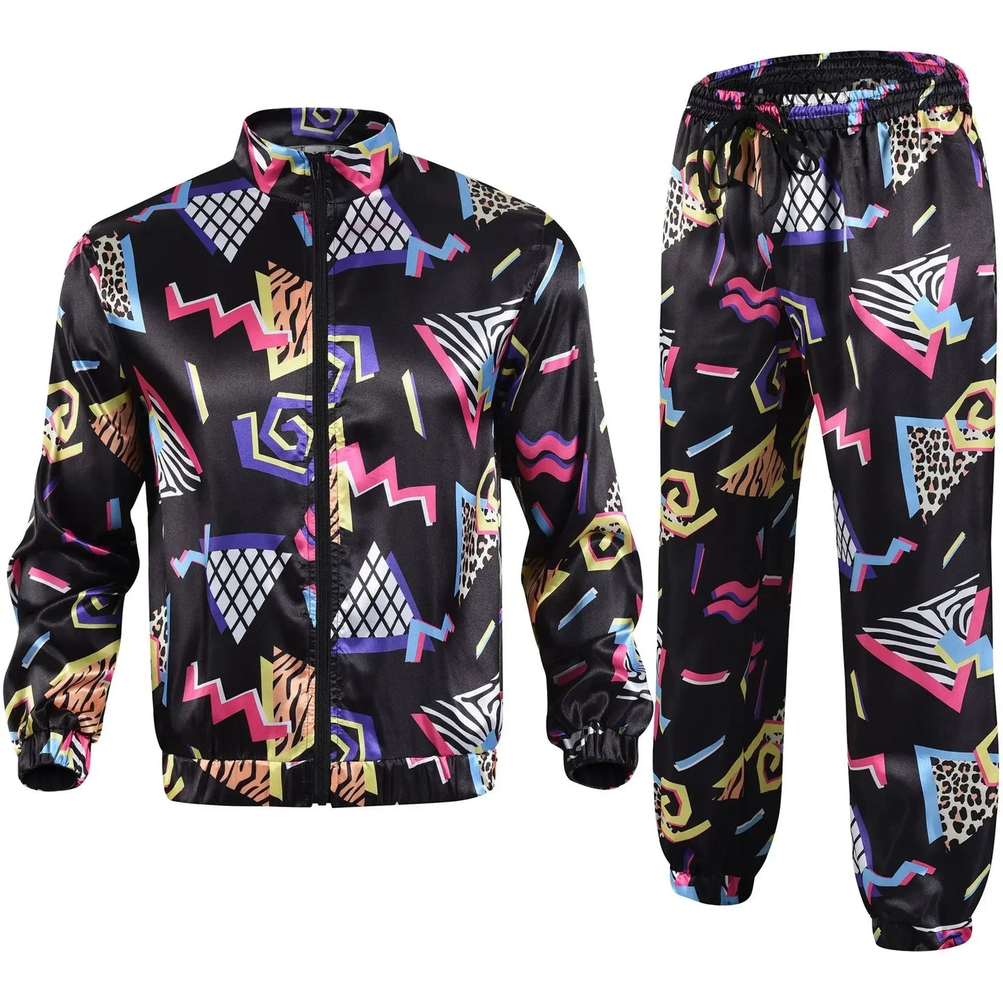 1990s Disco Tracksuit 2pcs Jogging Wear Retro Style Carnival Theme Party Suit Live Cosplay Jacket and Pants  cosplay costumes