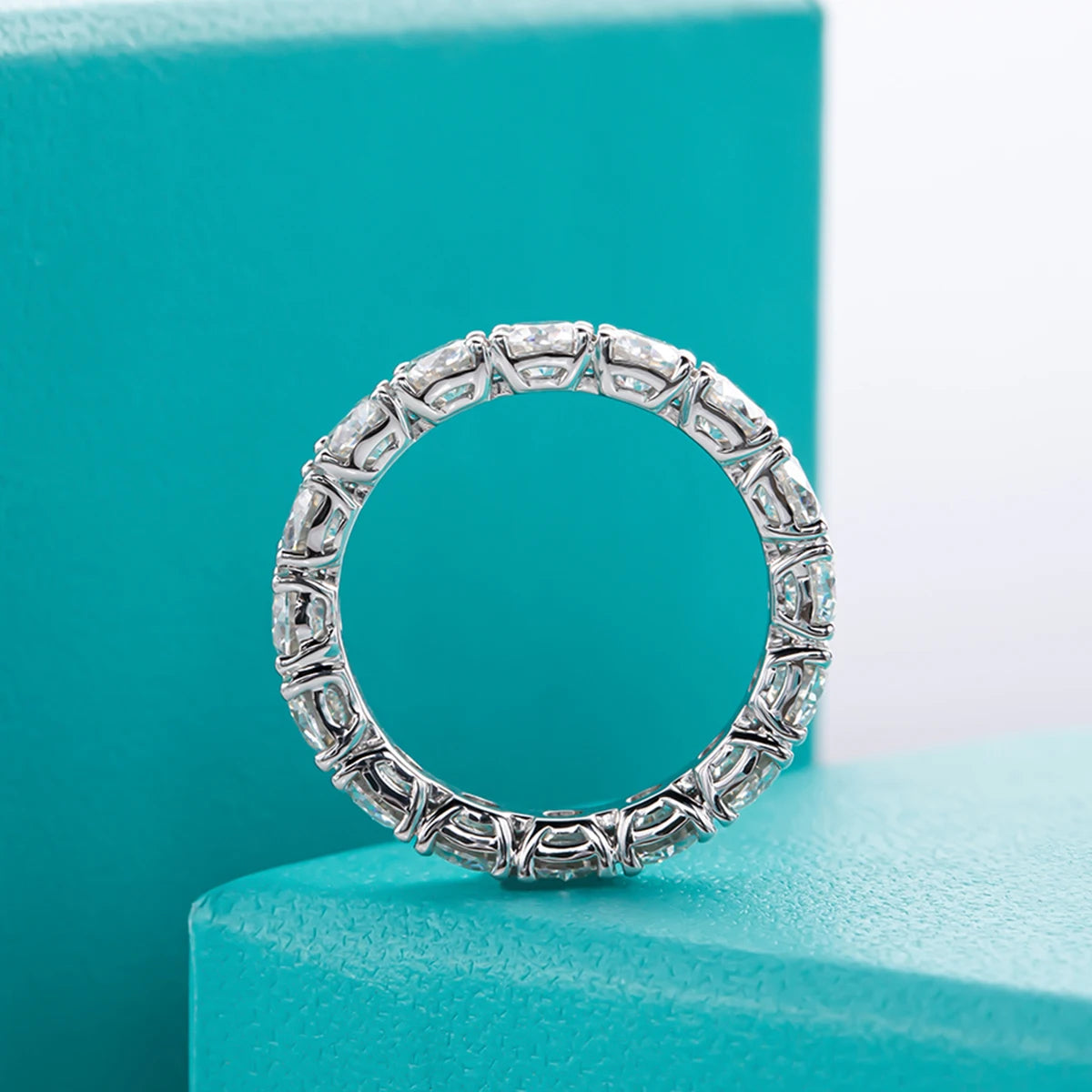 4mm D Color Moissanite Eternity Band Ring 925 Sterling Silver Wedding Rings For Women Jewelry Wholesale
