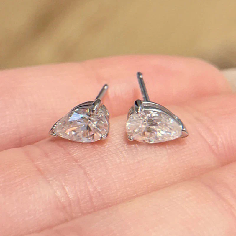 Pear Cut 3-Stone Full 3EX Moissanite Short Dangle Drop Earrings for Women s925 Silver Teardrop Earring Party Jewelry Gift