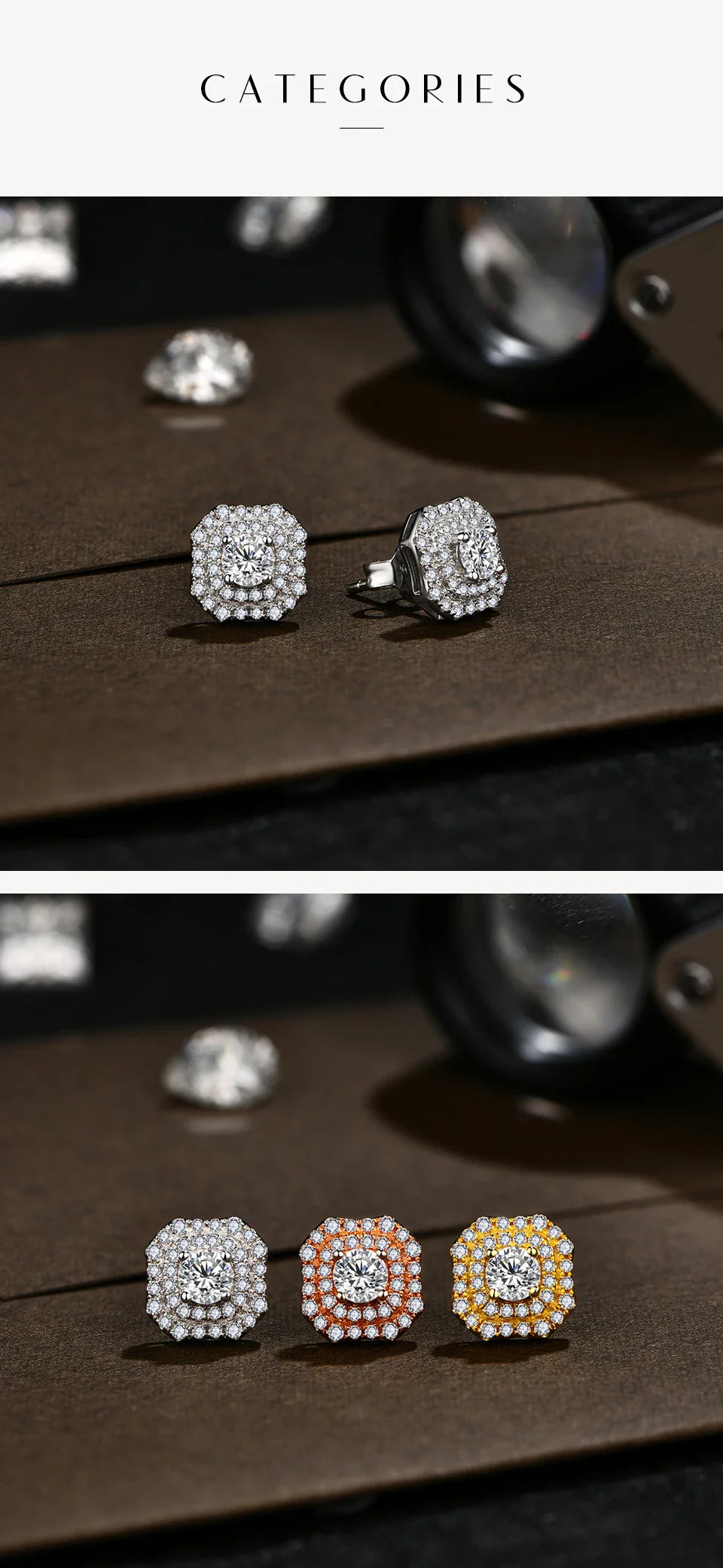 Luxurly D VVS1 Color Moissanite Stud Earrings For Women Top Quality 100% 925 Sterling Silver Sparkling Wedding Jewelry