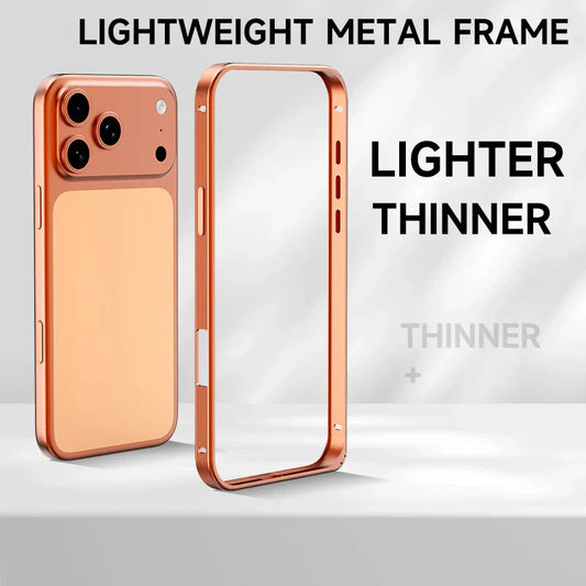 New Metal Anti Slip Border Buckle Heat Dissipation Phone Case For iPhone 17 Pro Max 15 14 13 16 Pro Max Bare Phone Feel Frame