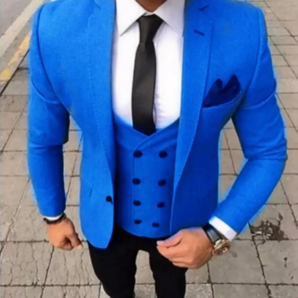 Men's Fashion Brown Slim Fit 3-Piece Suit Set with Blazer Vest Pants - Casual Wedding Prom Business Groom Tuxedo Clothing
