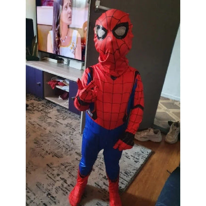 Kids Spiderman Costume Birthday Gift Party Dress Up Spiderman Classic Miles Superhero Kids Cosplay Costume Elasticity Jumpsuit