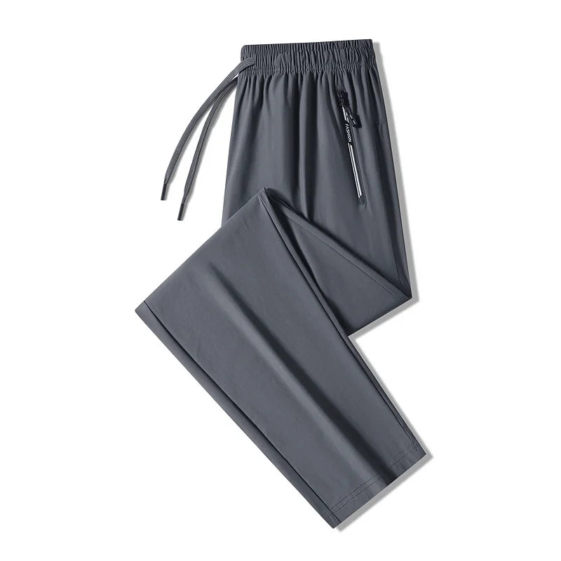 Plus Size 8xl 7xl 6xl Men Sports Pants Quick-Drying Men Trousers Joggers Sportswear Solid Sweatpants Male Elastic Ice Silk Pant