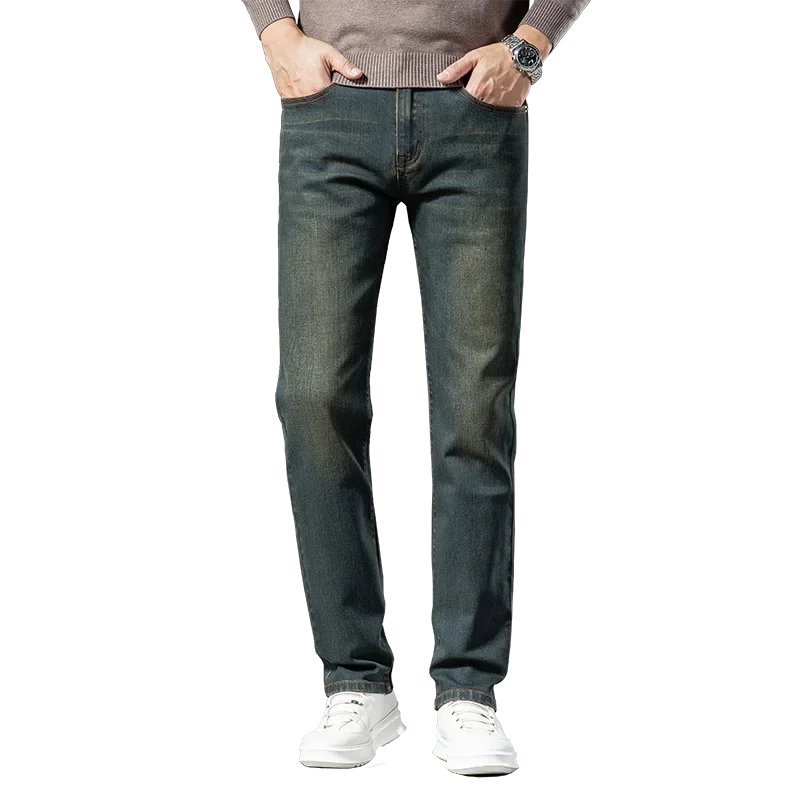 Premium Jeans Men's Autumn 2023 New Elastic High End Business Casual Old Vintage Straight Leg Jeans