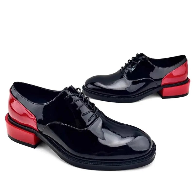New Design Men Derby Shoes Genuine Leather Lace-up Casual Business Formal Shoes Cowhide Patchwork Fashion Party Wedding Shoes