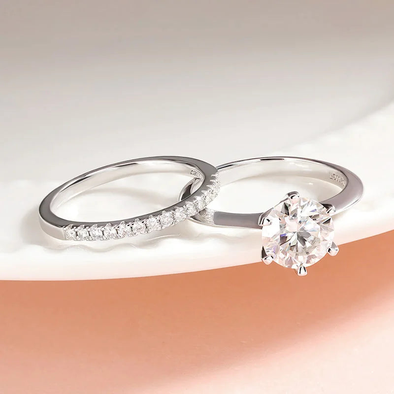 0.23-2CTTW Full Moissanite Wedding Rings for Women Sets Couple Rings 100% 925 Sterling Silver Top Quality Jewelry