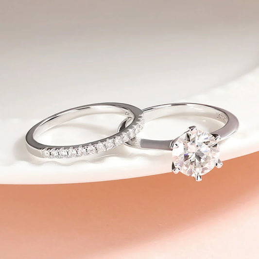 0.23-2CTTW Full Moissanite Wedding Rings for Women Sets Couple Rings 100% 925 Sterling Silver Top Quality Jewelry