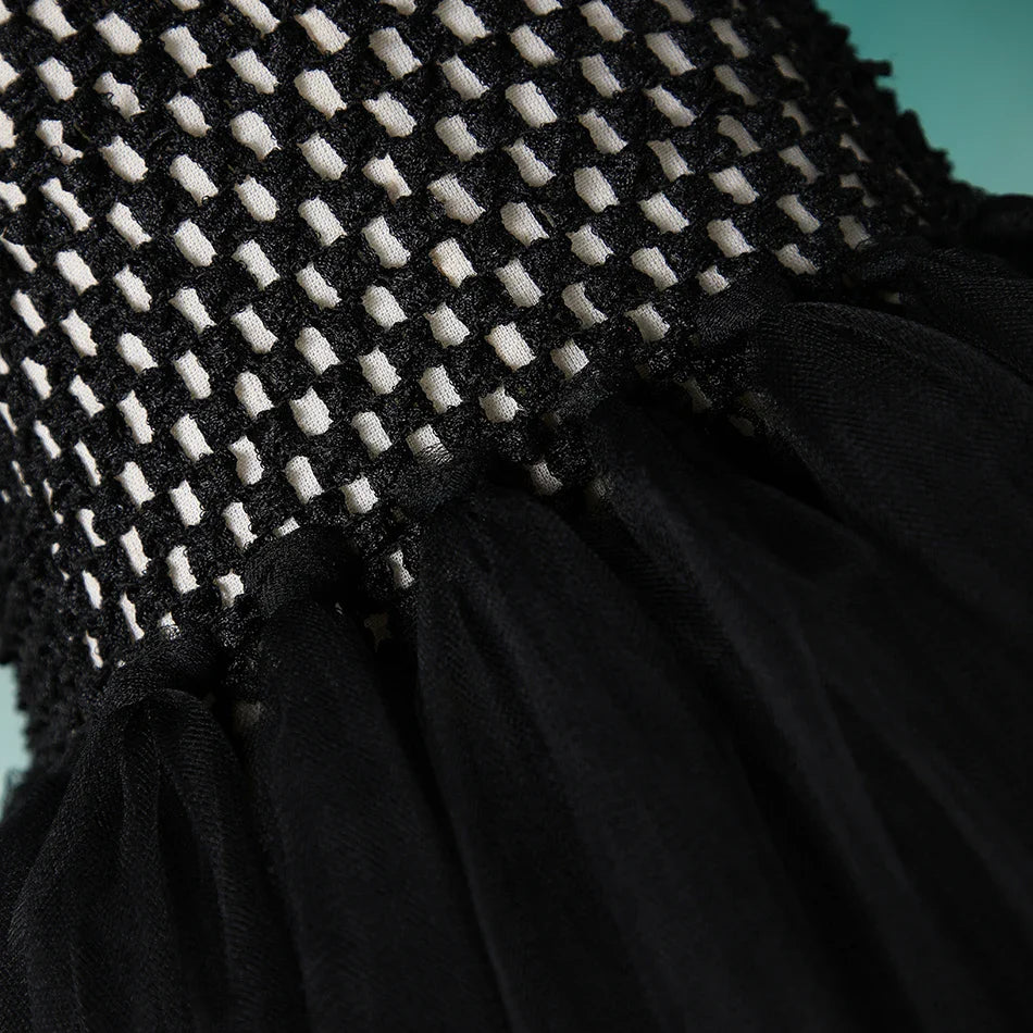 Halloween Maleficent Costume for Girls Evil Queen Dress Up Costumes Witch Devil Black Mesh Princess Dress Cosplay