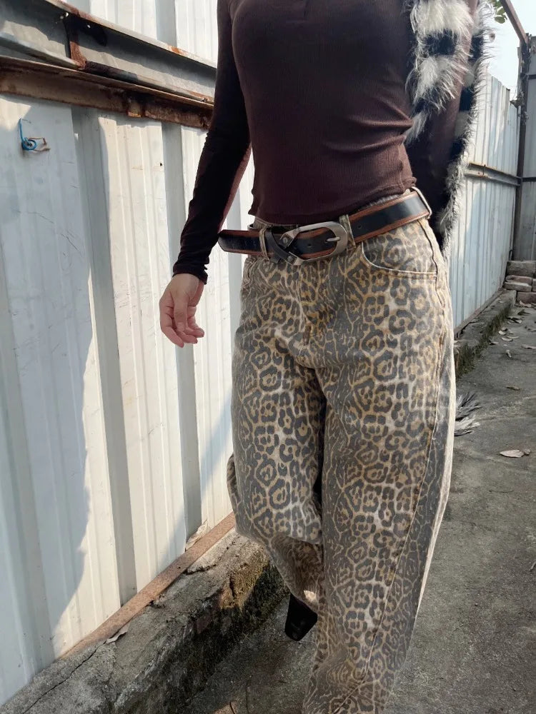 Women Hip Hop Streetwear Y2k Denim Trousers Grunge Aesthetic Wide Leg Jeans