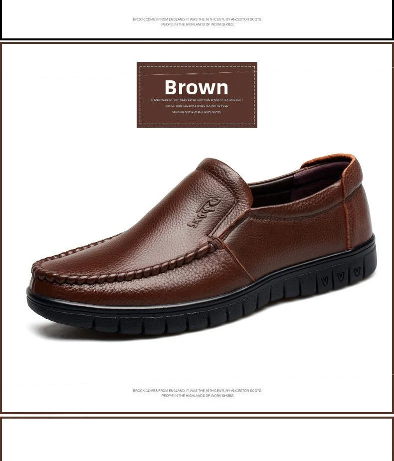 Genuine Leather Men's Shoes Breathable Soft Bottom Casual Business Shoes for Middle-Aged And Elderly Spring Autumn Wear