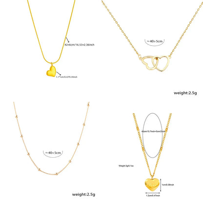 316L Stainless Steel Simple Heart Love Circular Tassel Necklace Lady Trend Fashion Clavicle Chain Jewelry Glamorous Gift