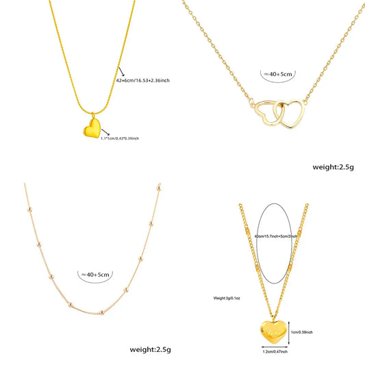 316L Stainless Steel Simple Heart Love Circular Tassel Necklace Lady Trend Fashion Clavicle Chain Jewelry Glamorous Gift
