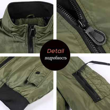 Men’s military bomber jacket, windproof autumn winter casual outdoor coat, plus size M–5XL