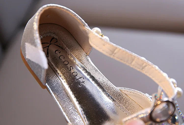 Kids Sandals for Girls Spring Summer Children Rhinestone Butterfly Dress Flat Sandals Fashion Causal Princess Pearl Single Shoes