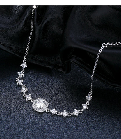 0.8CT D Color Moissanite Luxury Bracelet 925 Sterling Silver Halo Bracelet For Women Bridal Wedding Statement Jewelry