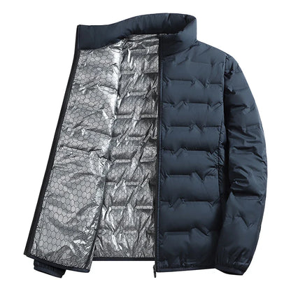 Winter Casual Warm Men Hiking Down Jacket Outdoor Windproof Outerwear Solid Color Thicken Male Down Coats Fashion Stand Collar