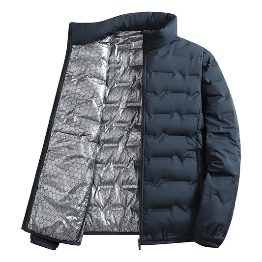 Winter Casual Warm Men Hiking Down Jacket Outdoor Windproof Outerwear Solid Color Thicken Male Down Coats Fashion Stand Collar