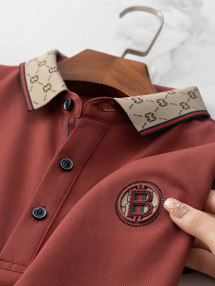 2025 New Summer Men's Business Leisure High end Fashion Boutique Embroidery Original Design Top Short sleeved Polo Shirt