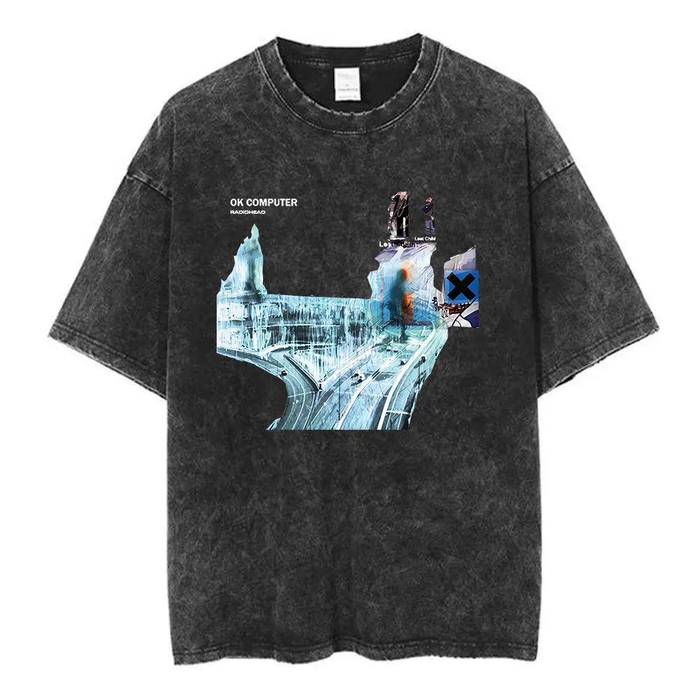 Rock Band Washed Cotton T Shirt Men Women Hip Hop Music Tee Fashion Short Sleeve Tshirt Summer Oversized T-shirts Tops