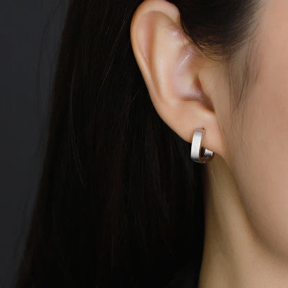 925 Sterling Silver Fashion Matte Square Ear Clasps for Women European Statemnet Gold Huggies Hoop Earring Jewelry Gift