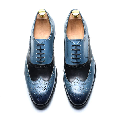 Luxury Men's Wedding Oxford Dress Shoes Genuine Cow Leather Lace-up Wingtip Brogue Office Business Social Formal Shoes for Man