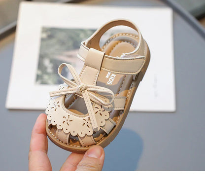 Summer Baby Girls Sandals Cut-Outs Lace Princess Shoes Children Sandals Anti Slip Soft Sole Toddler Kids Beach Shoes Size 21-30