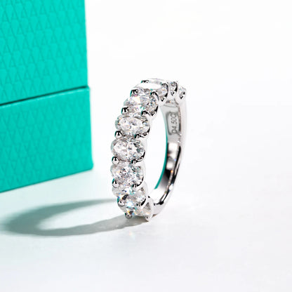 0.5ct Oval Cut Moissanite Wedding Bands 925 Sterling Silver Lab Created Diamond Half Eternity Rings Jewelry Wholesale