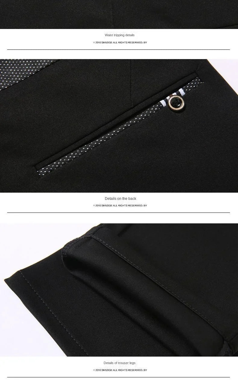 Classic Black Men's Office Dress Pants for Business Formal Fashionable Slim Fit Men's Suit Pants Casual Trousers Plus Size 28-40
