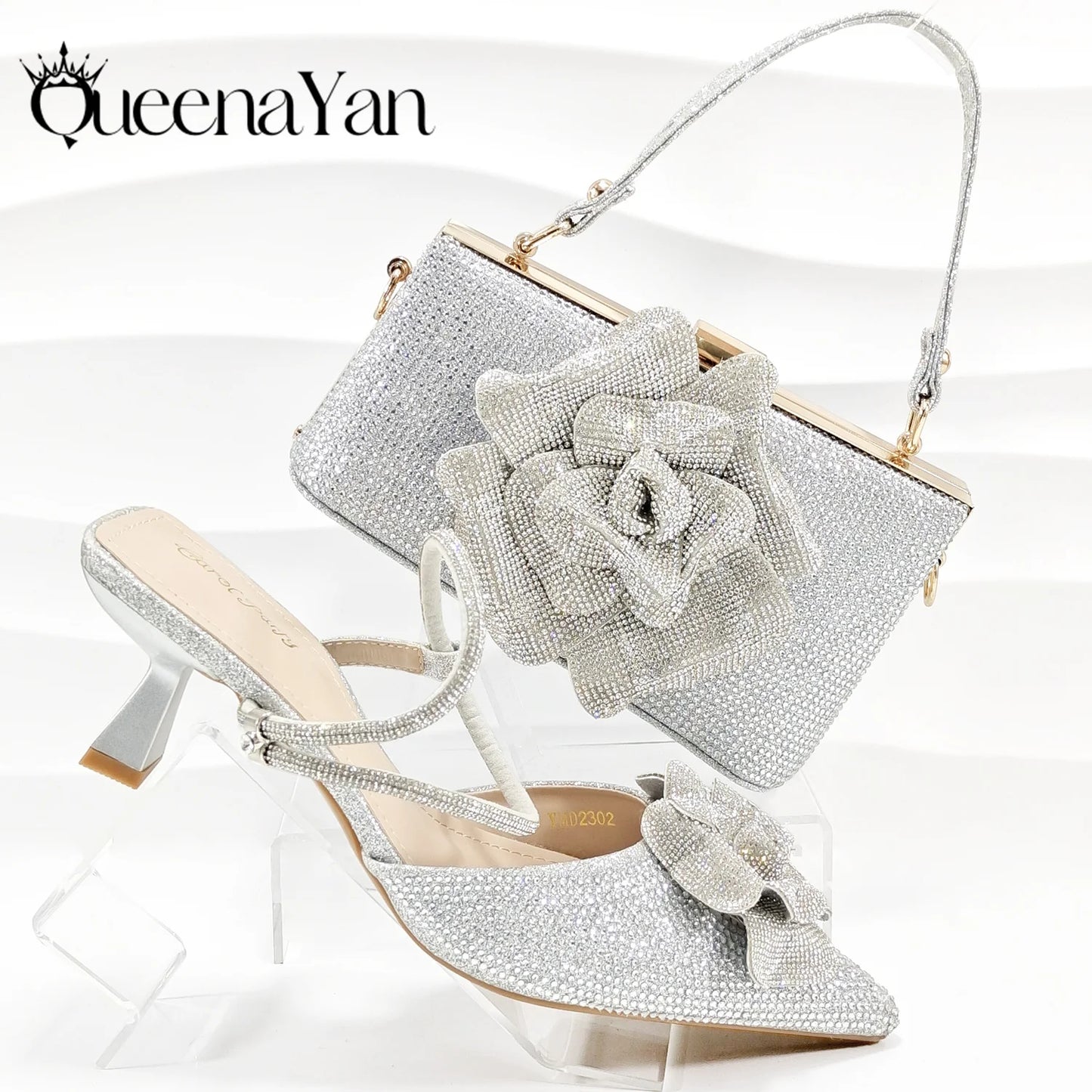 Large Flower Design Shoes & Bag Nigerian Coffee Color Women's Stiletto Shoes For Special Good Time INS Style