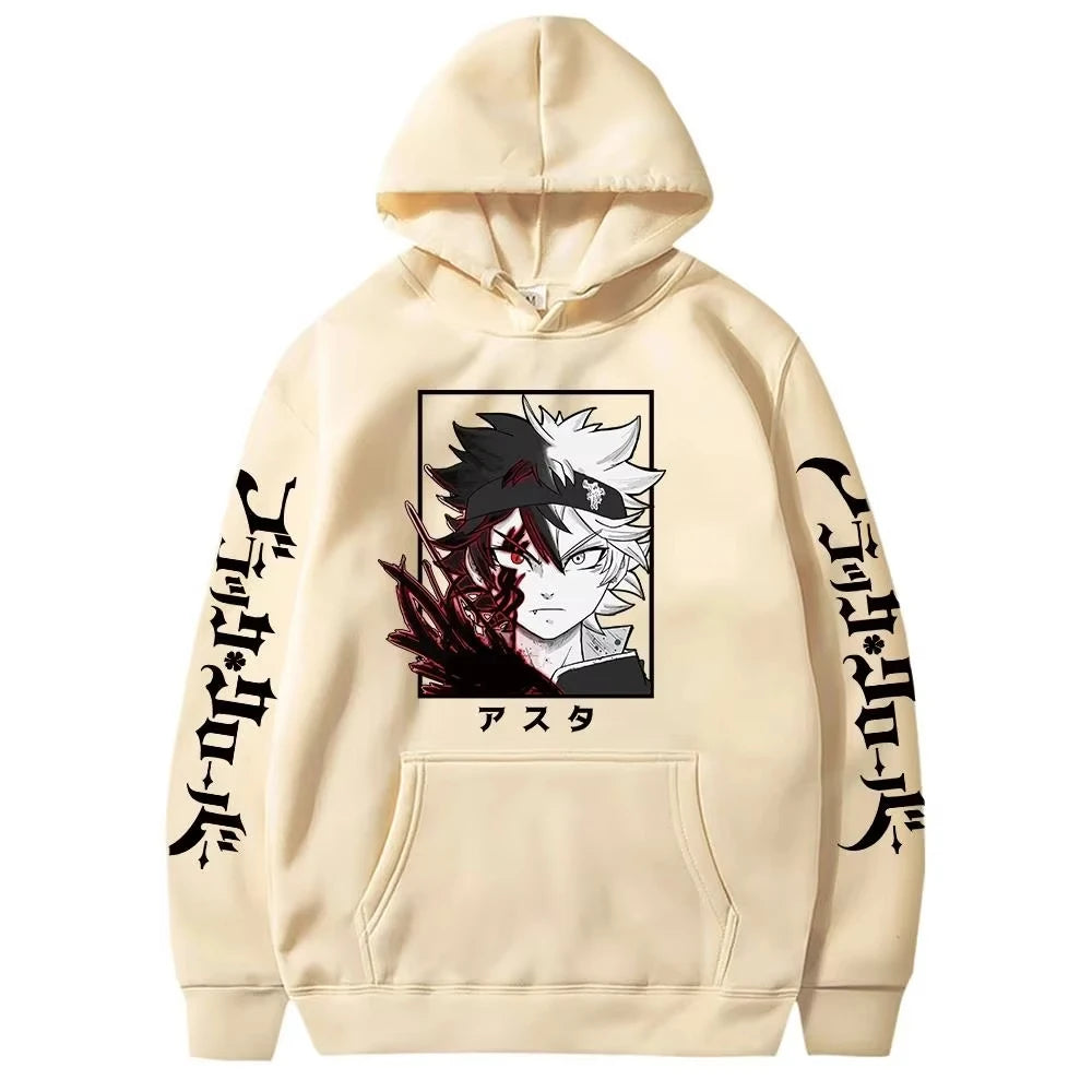 Black Clover Anime Men's Clothes Hoodie Sweatshirts Harajuku Manga Asta Oversized Winter Long Sleeve Streetwear Hoodies