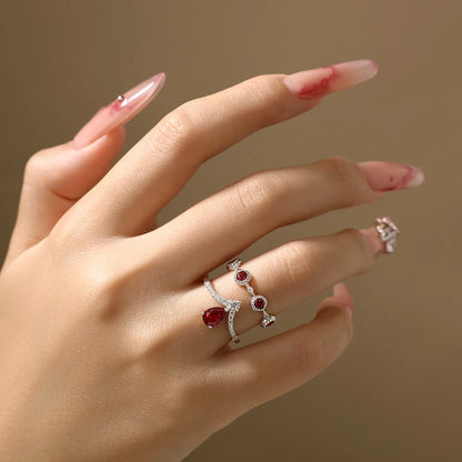 Classic Lab Ruby Rings with Zircon Crown Design Timeless Elegance 925 Sterling Silver Wedding Engagement Ring For Women