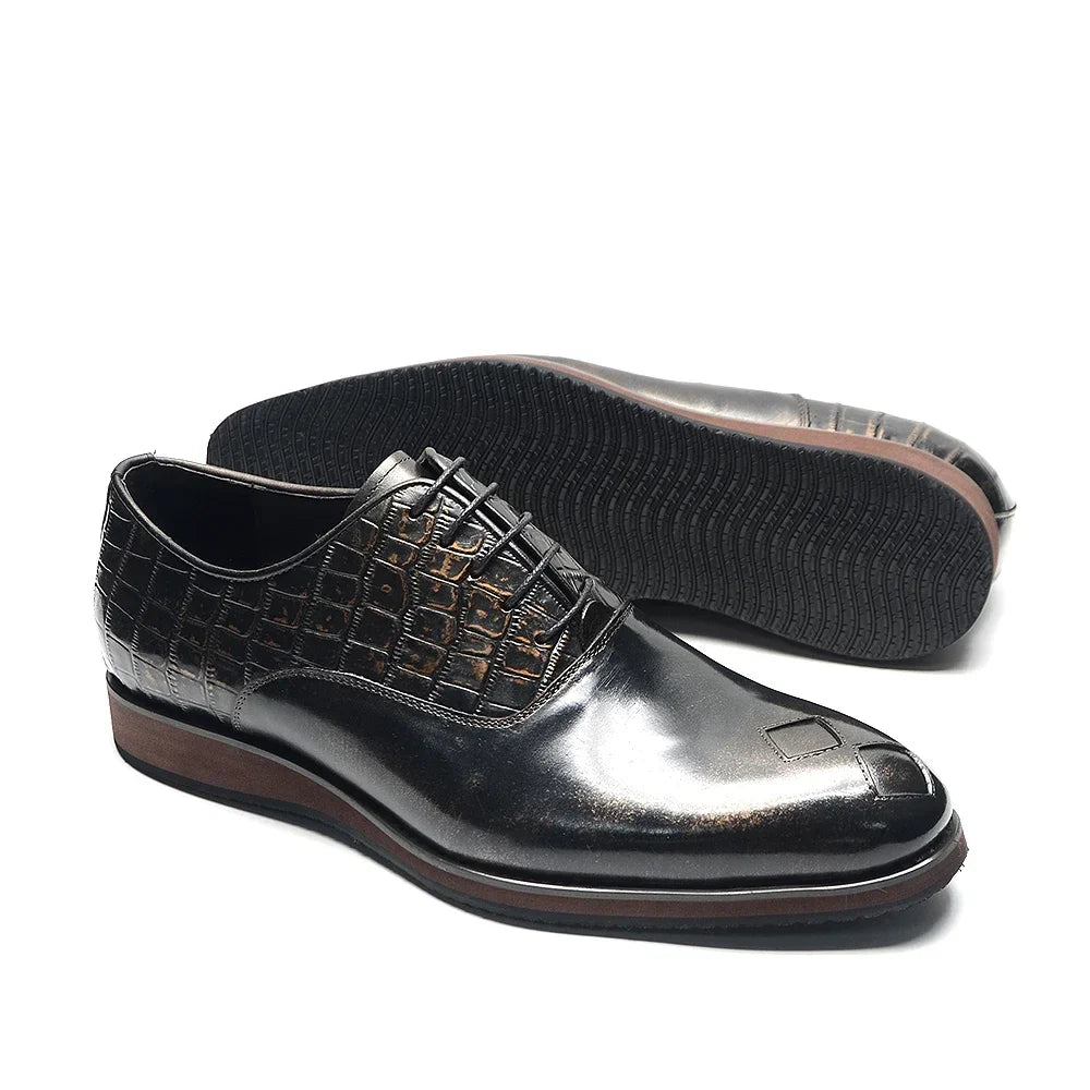 Classic Italian Casual Business Men's Oxford Formal Shoes Genuine Leather Black Handmade Comfortable Sole Lace-up Man Sneakers
