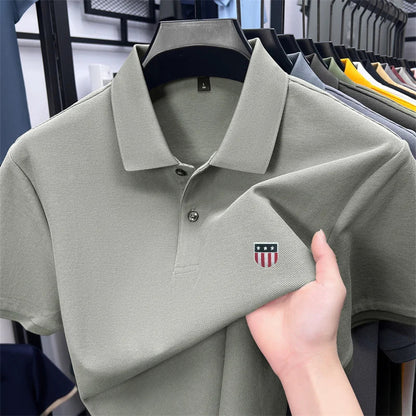 men's summer luxury brand cotton 100% polo shirt lapel printing short sleeves t-shirt business leisure ventilate men's clothing